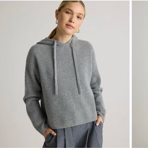 Gray Mongolian Cashmere Fisherman Pullover Hoodie